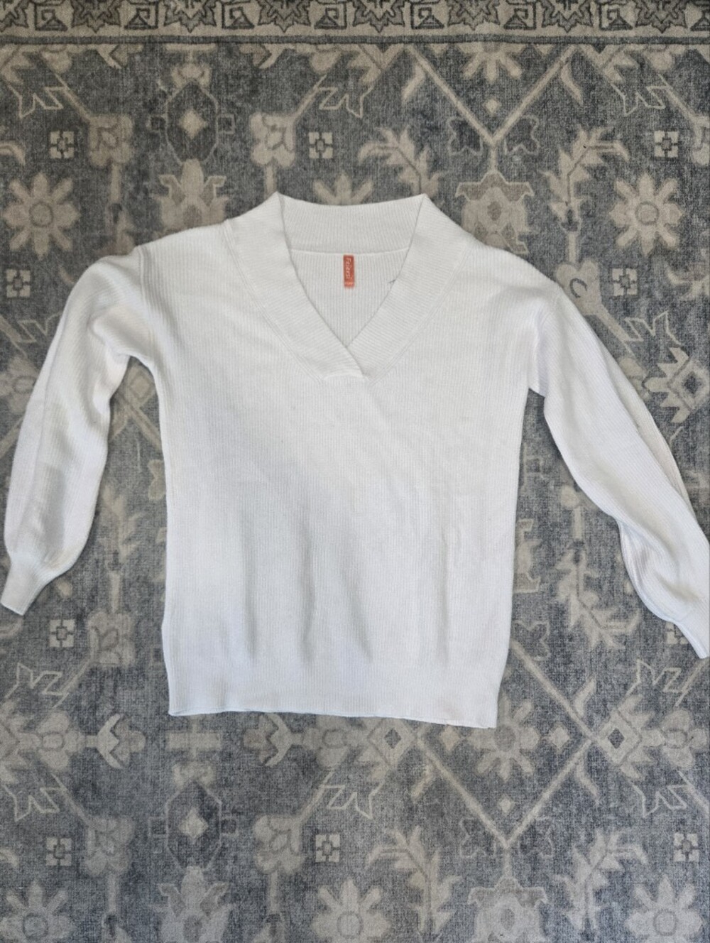 Women's White V-Neck Sweater